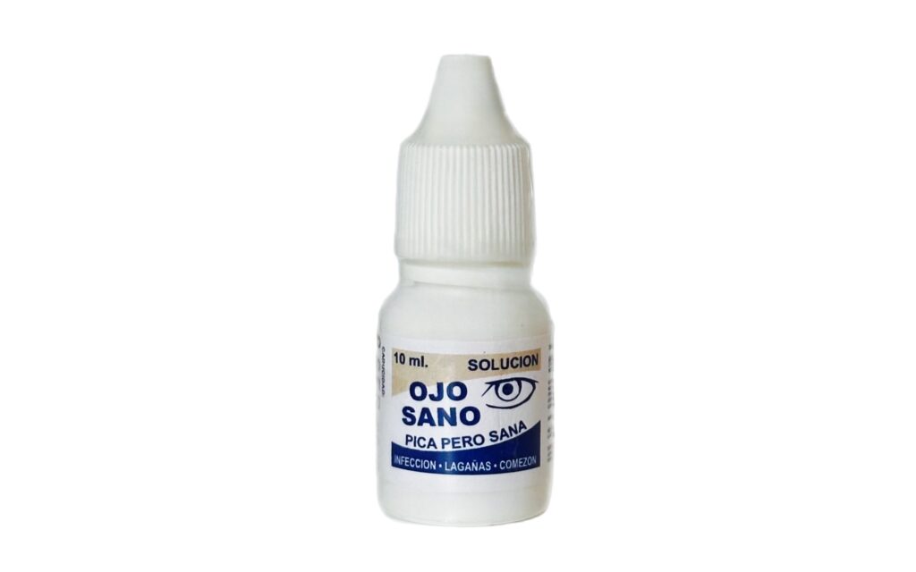 Frasco de gotas oculares Ojo Sano de 10 ml, solución tradicional para el bienestar ocular y sensación de frescura.