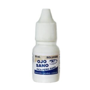 Frasco de gotas oculares Ojo Sano de 10 ml, solución tradicional para el bienestar ocular y sensación de frescura.