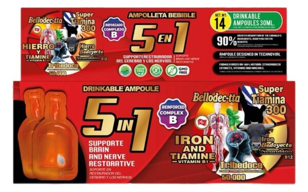 5 en 1 Hierro tiamina 14 viales 30 ml
