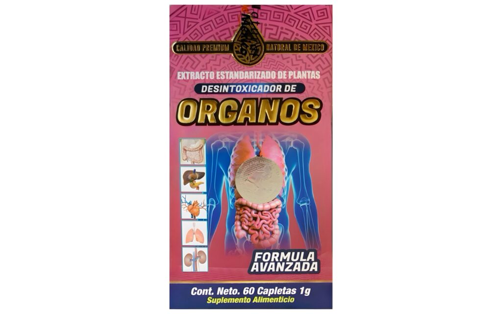 Caja de suplemento alimenticio natural de México, fórmula herbal con extractos vegetales en presentación de 60 tabletas.